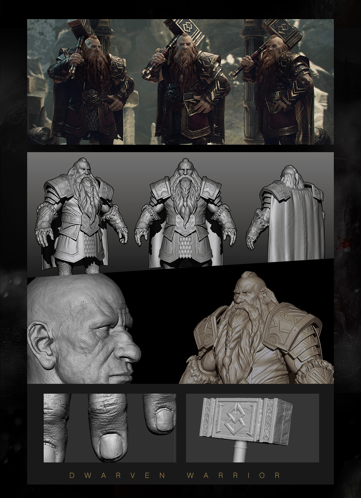 a dwarf warrior 3d character